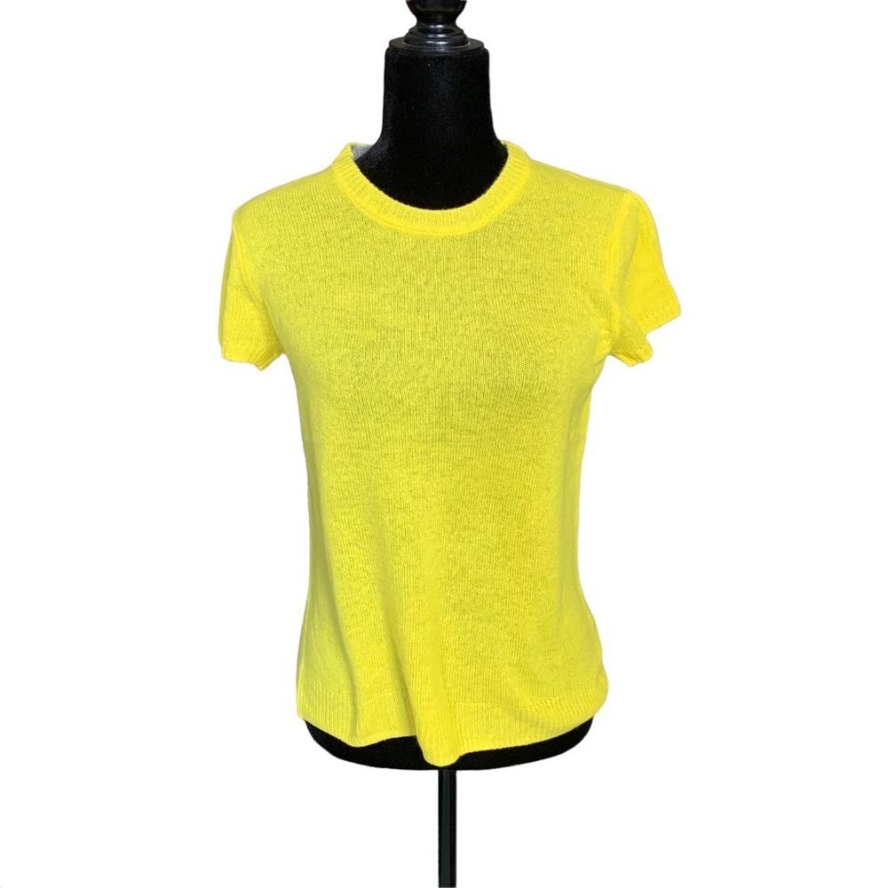 NEW 525 America Yellow Knit Cashmere Short Sleeve Top